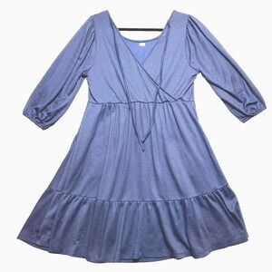 Torrid Dress Womens 0X Purple 3/4 Sleeve Open Back Midi Plus Size